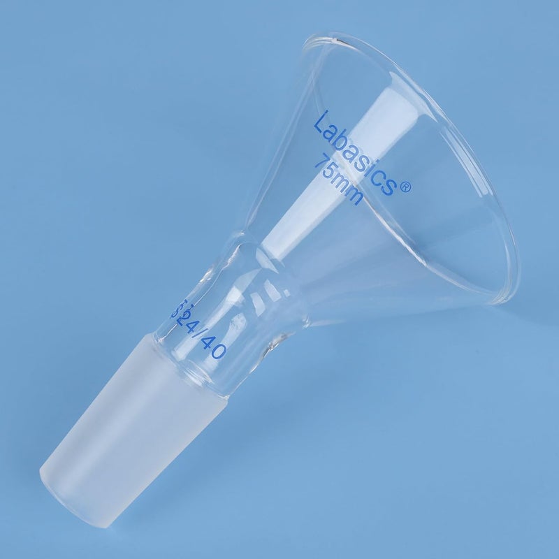 Labasics Glass Oblique Powder Funnel, Short Stem, Top Diameter with 24/40 Inner Joint, Chemical Resistant Filter Funnel for Laboratory Use, 2.95 inch - Image 5